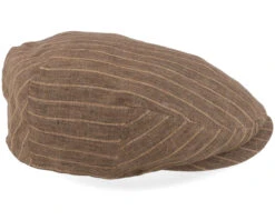 Kent Linen Pinstripe Brown Flat Cap - Stetson -Stetson 4063633126192 3