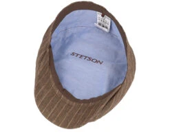 Kent Linen Pinstripe Brown Flat Cap - Stetson -Stetson 4063633126192 4