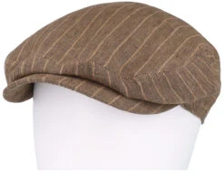 Kent Linen Pinstripe Brown Flat Cap - Stetson -Stetson 4063633126192 5