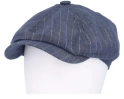 Hatteras Linen Pinstripe Blue Flat Cap - Stetson -Stetson 4063633126406 5