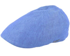Texas Linen Herringbone Blue Flatcap - Stetson