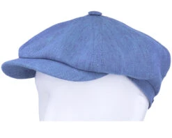 Hatteras Linen Herringbone Blue Flat Cap - Stetson -Stetson 4063633128677 5