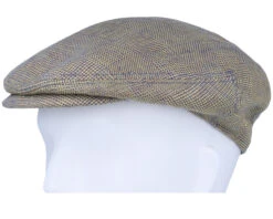 Driver Cap Linen Irregular Check Navy/Yellow Flat Cap - Stetson -Stetson 4063633129575 5