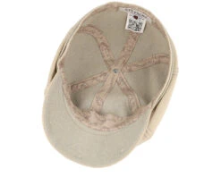 6-panel Cap Cotton Sustainable Beige Flat Cap - Stetson -Stetson 4063633132384 4