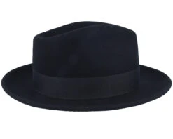 Woolfelt Metal Feather Black Fedora - Stetson -Stetson 4063633148880 3