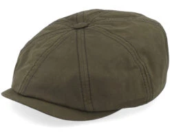 Hatteras Waxed Cotton Dark Green Flat Cap - Stetson