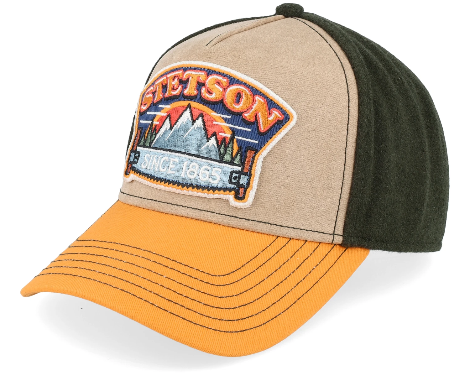 Cap Hacksaw Beige/Dark Green/Yellow Trucker - Stetson 1 Cap Hacksaw Beige/Dark Green/Yellow Trucker - Stetson