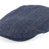 Kent Herringbone Virgin Wool Blue Flat Cap - Stetson