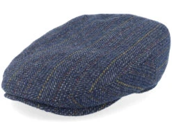 Kent Herringbone Virgin Wool Blue Flat Cap - Stetson