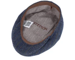 Kent Herringbone Virgin Wool Blue Flat Cap - Stetson -Stetson 4063633154799 4