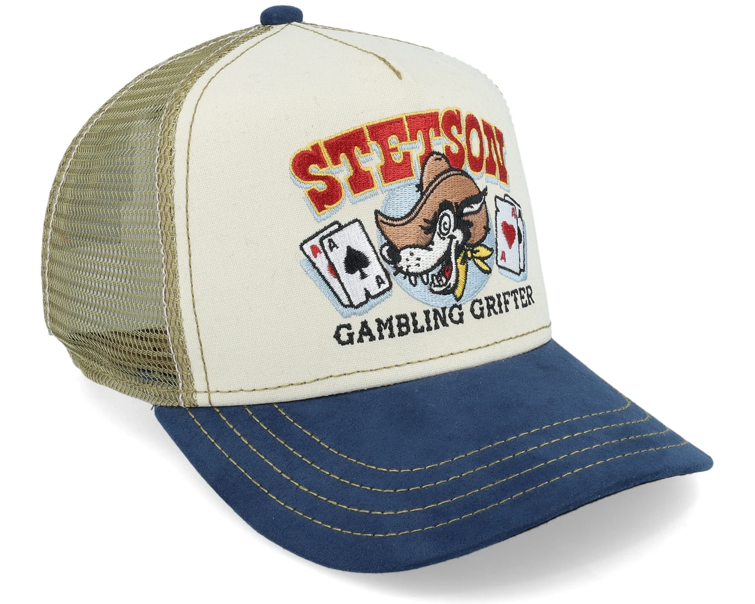 Kids Gambling Grifter Beige/Olive/Navy Trucker - Stetson 2 Kids Gambling Grifter Beige/Olive/Navy Trucker - Stetson - Image 2